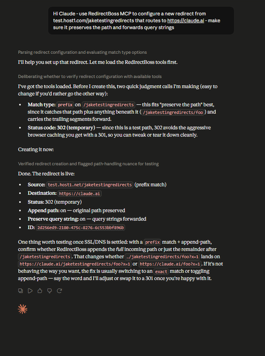 Creating a redirect in plain English